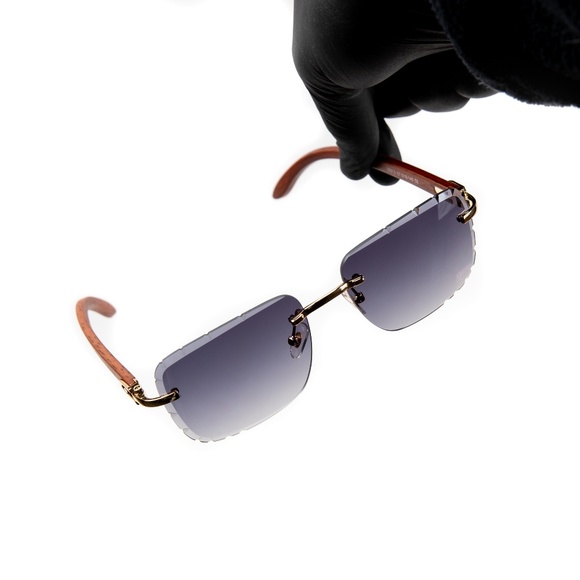 Unisex Frameless Trimming Diamond Purple Sunglasses